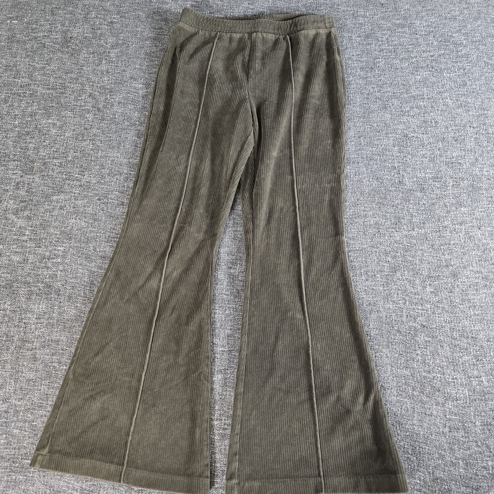Aerie Womens Green Ribbed Hi Rise Flare Stretch Corduroy Leggings Size Medium